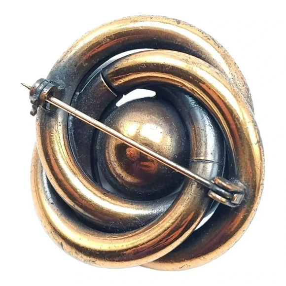 Infinity Twisted Knot Copper Mid Century Brooch Pin Vintage - Picture 3 of 4